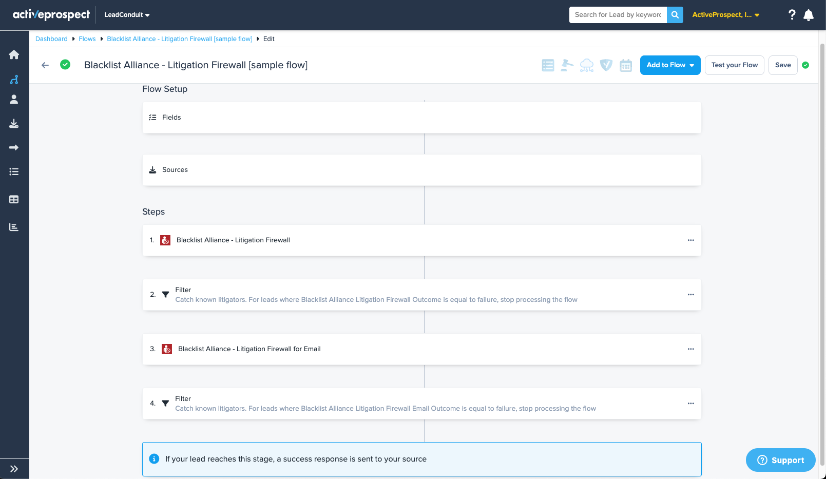 blacklist alliance add-on steps in a flow