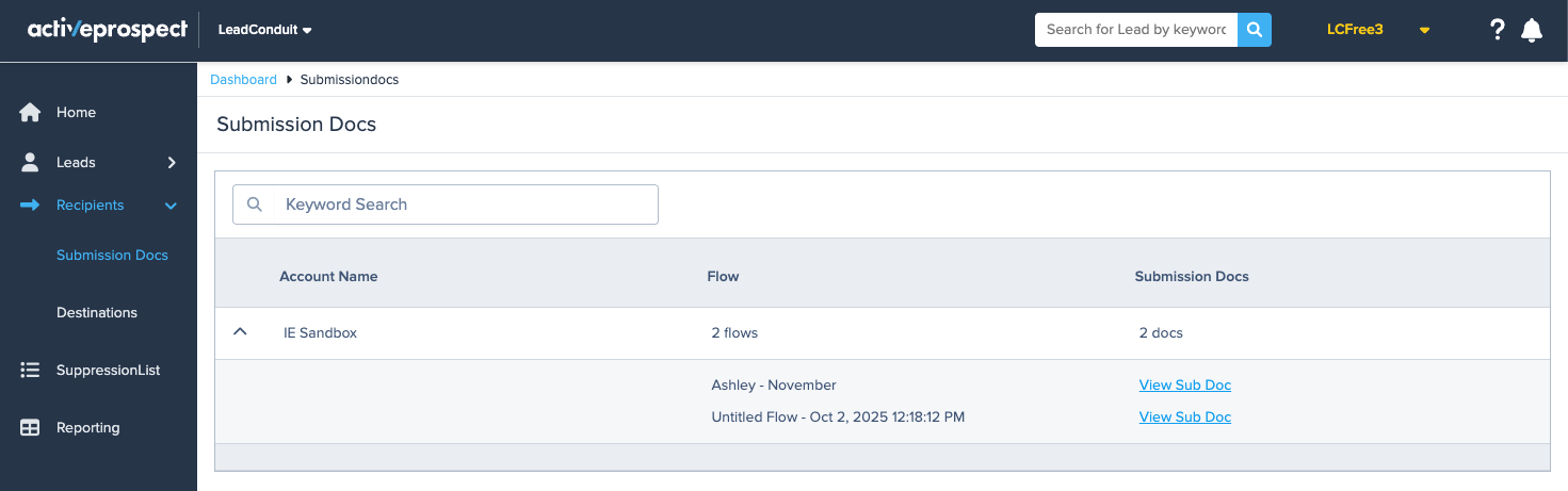 Submission Docs page