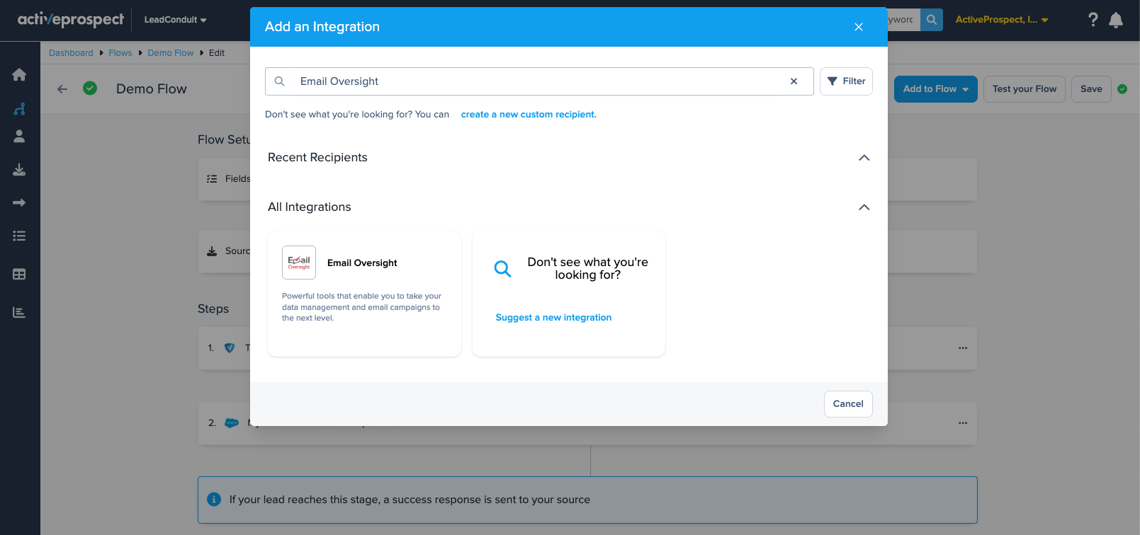 email oversight in the integrations catalog