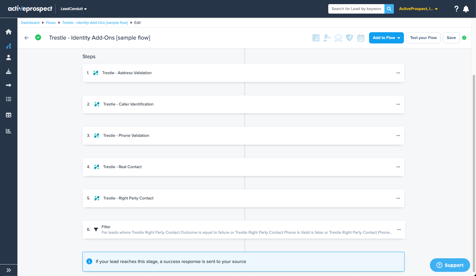 trestle add-on steps in a flow