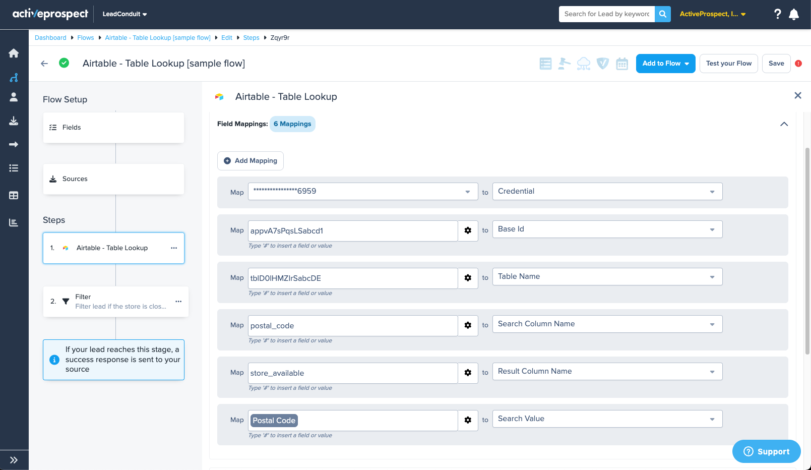 airtable step in a flow