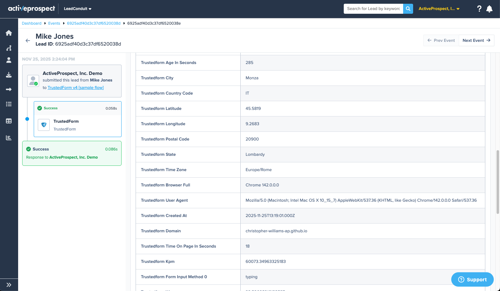 TrustedForm Add‑On Event