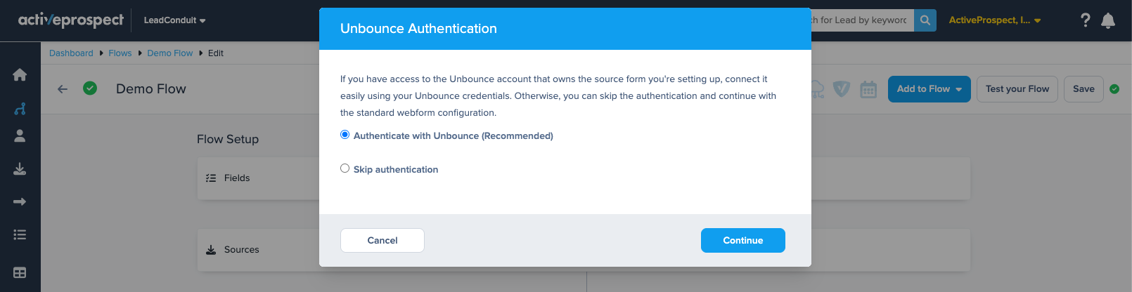 unbounce source configuration