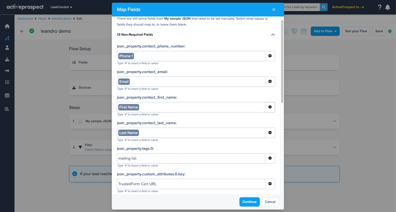 json bearer field mappings