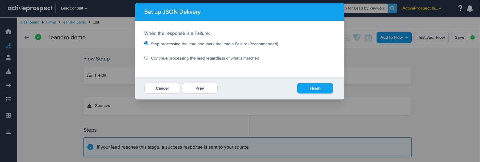 json filter modal