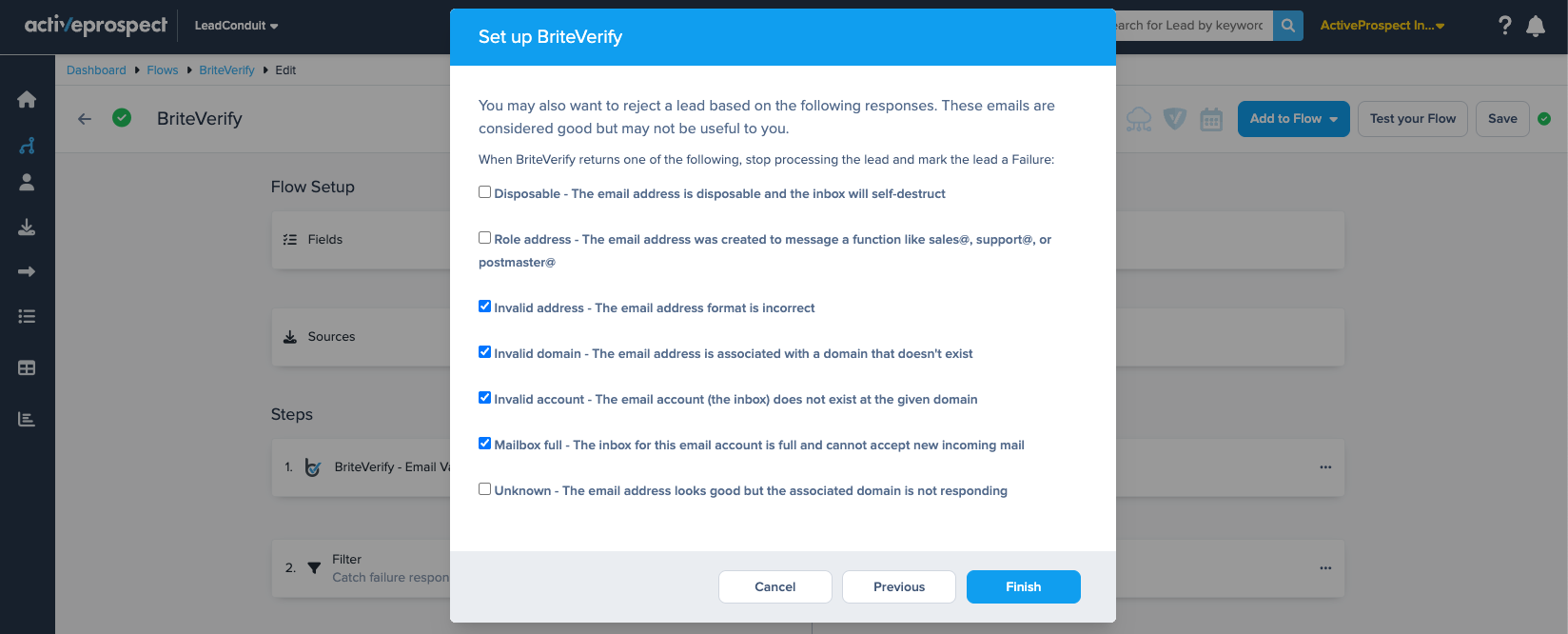 briteverify settings