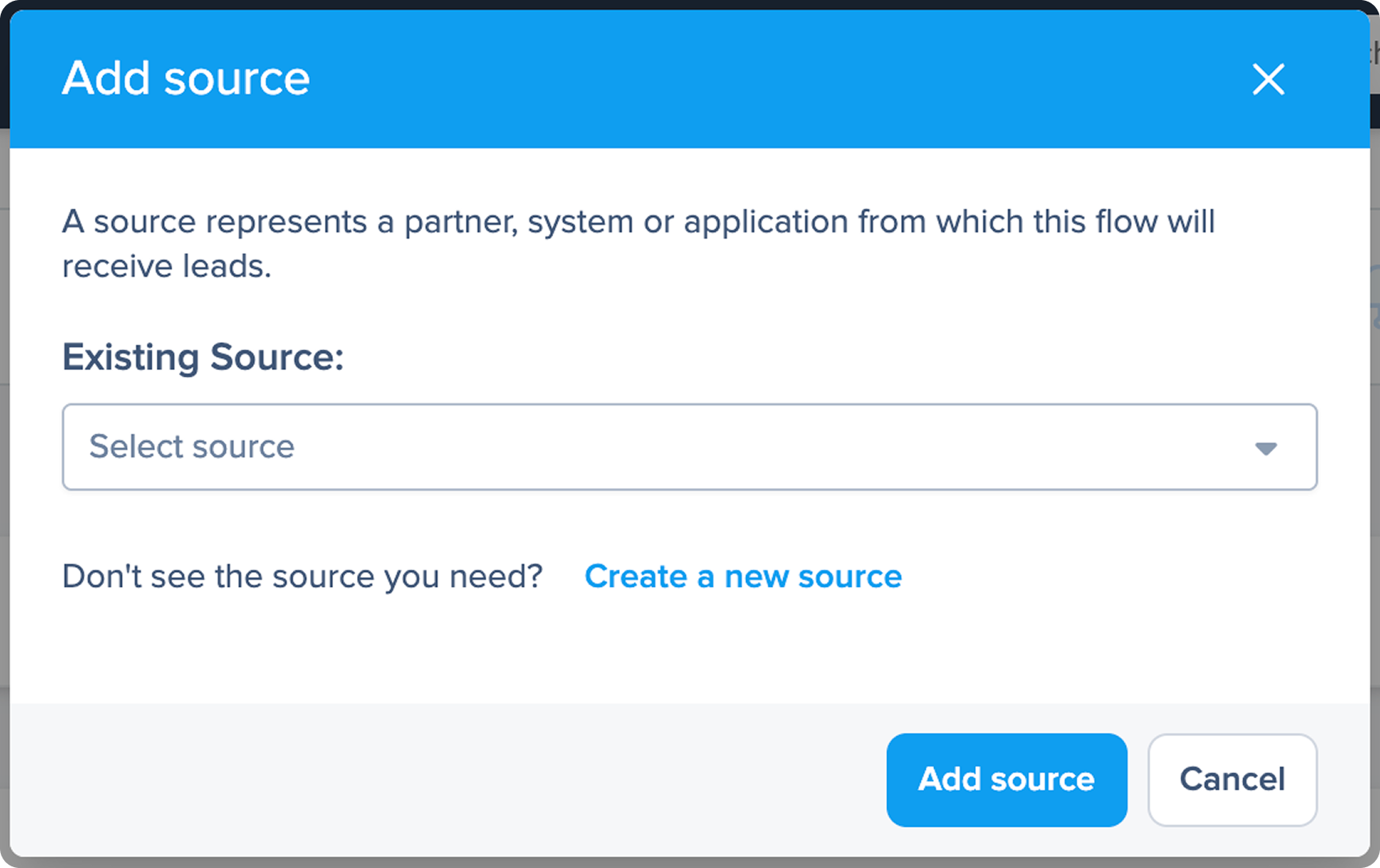 create new source modal