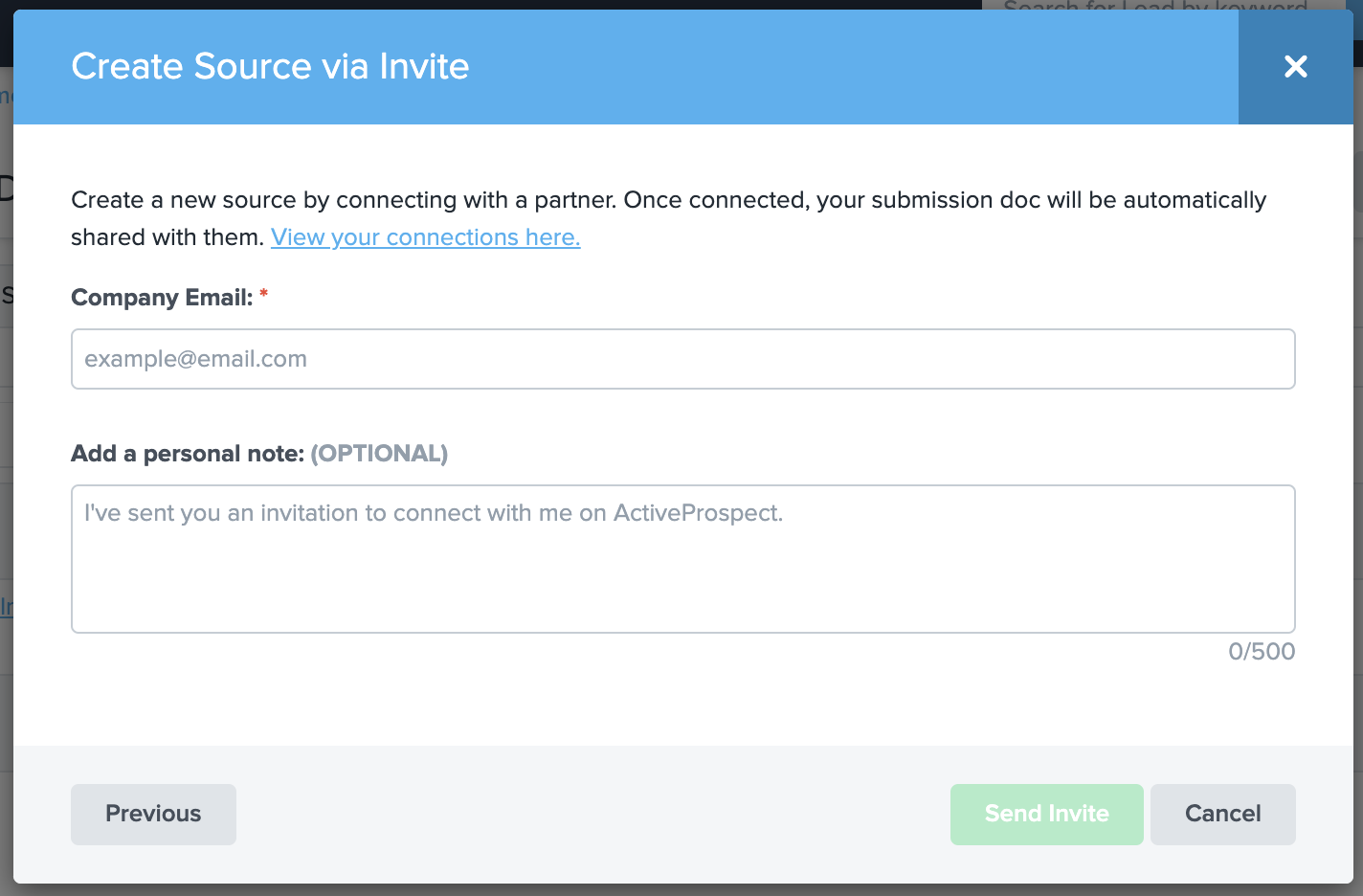 Invitation form modal