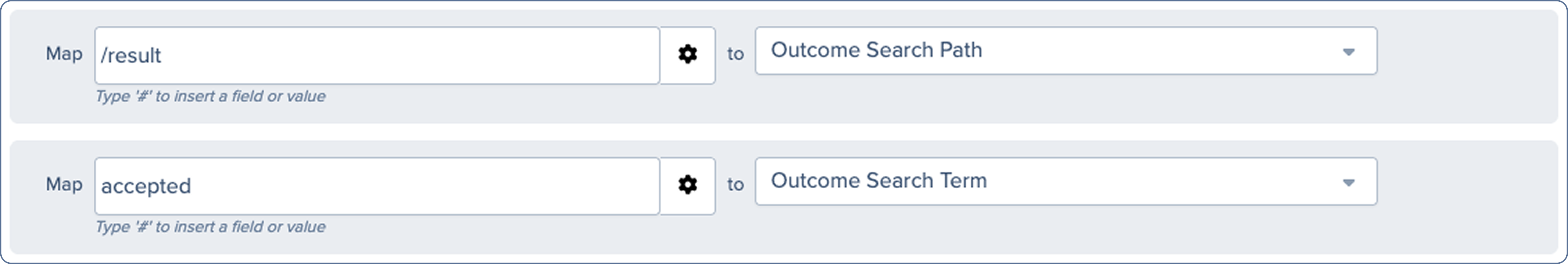 Accepted outcome mapping example.