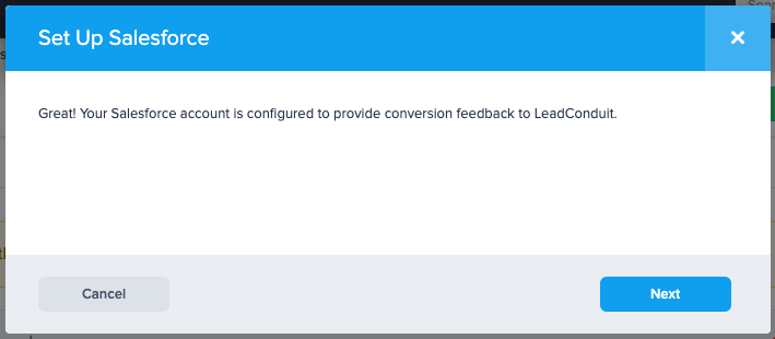 Salesforce feedback confirmation modal