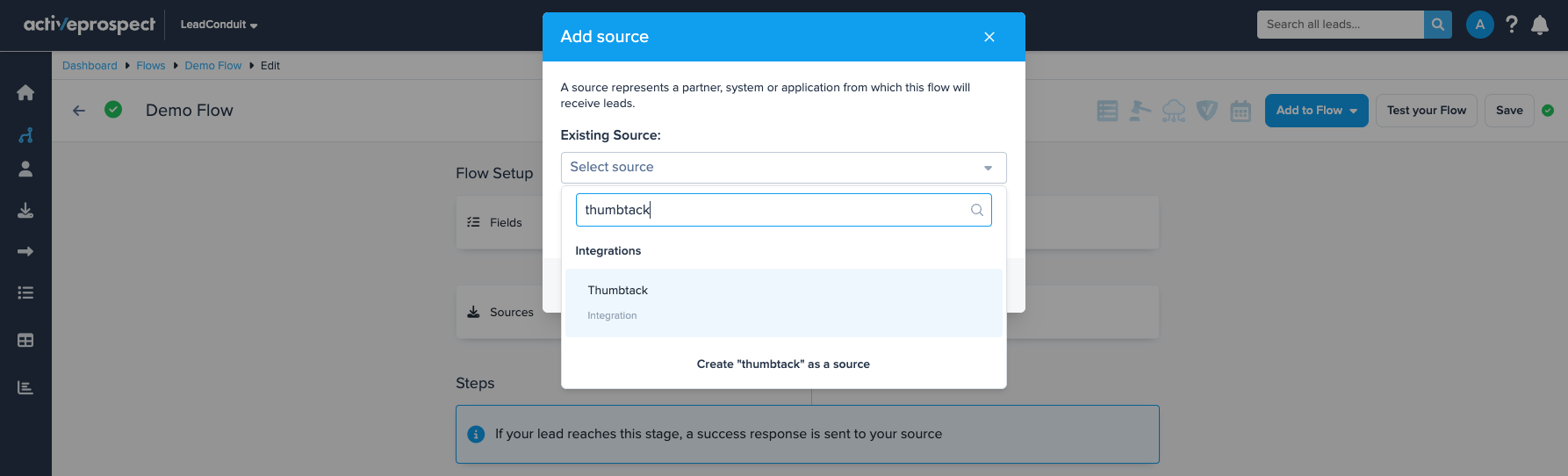 Thumbtack source integration