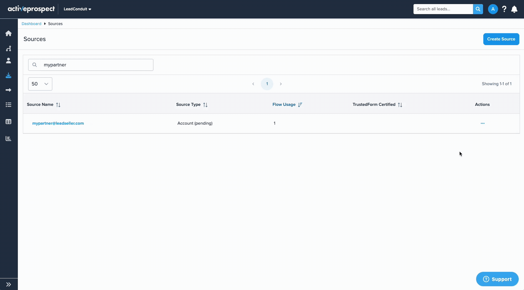 assign a source name from the sources page