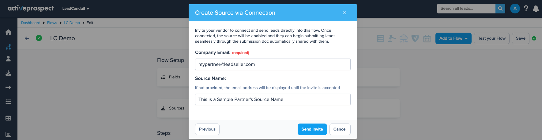 invite seller partner modal