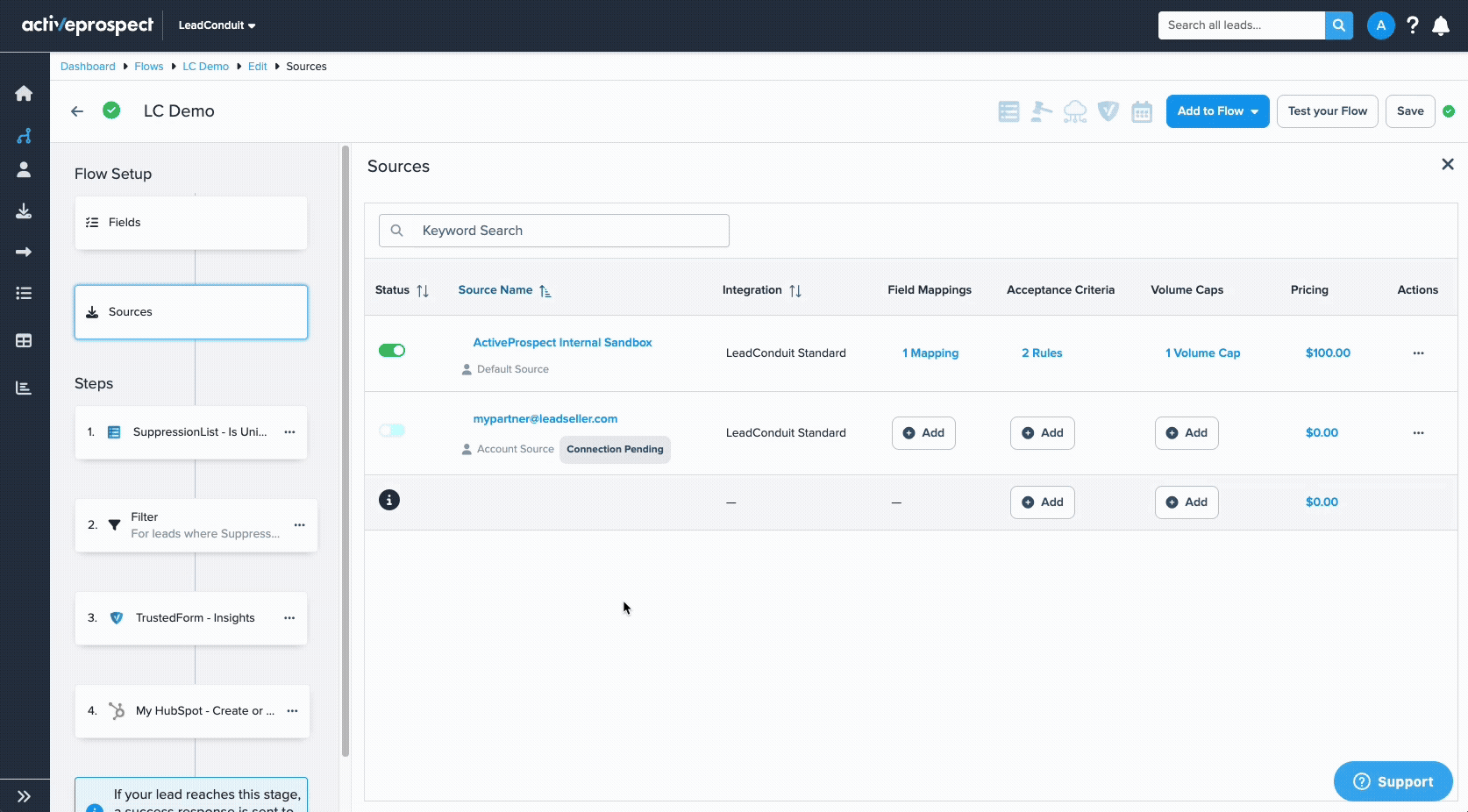 assign a source name from the flow editor
