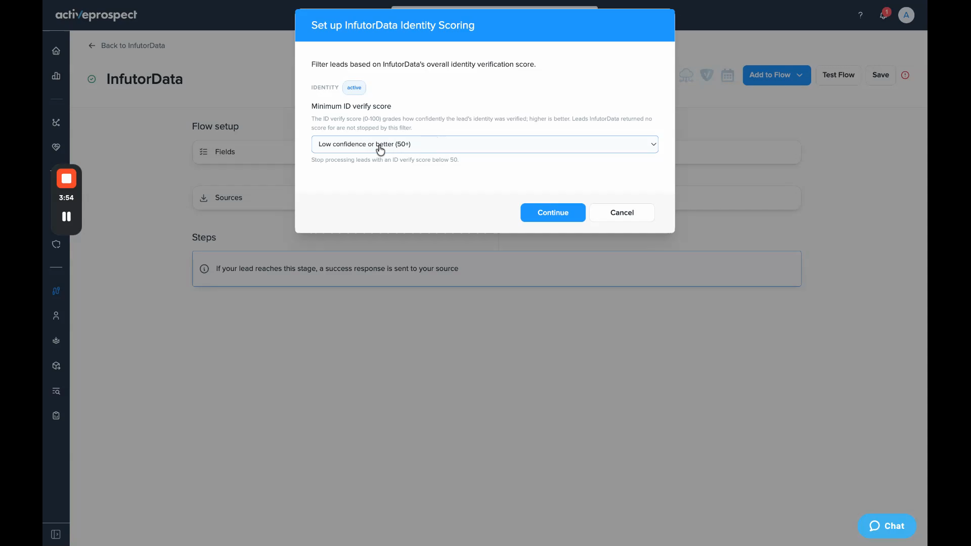 Minimum ID verify score dropdown set to Low confidence or better