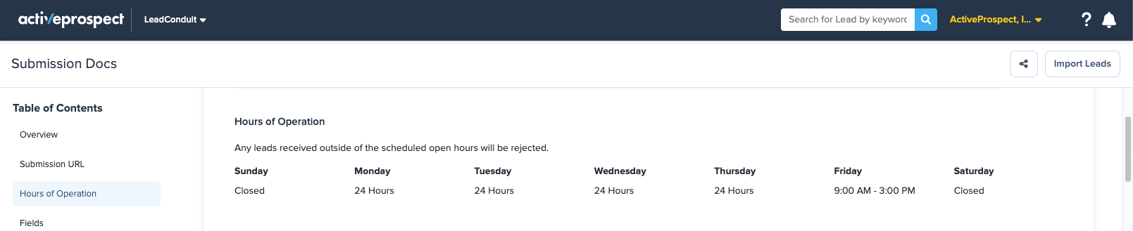 Submission Docs with Hours of Operations